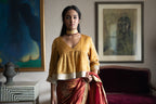 Dilnaz Choli Blouse in Gold Pin Stripe