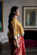 Dilnaz Choli Blouse in Gold Pin Stripe
