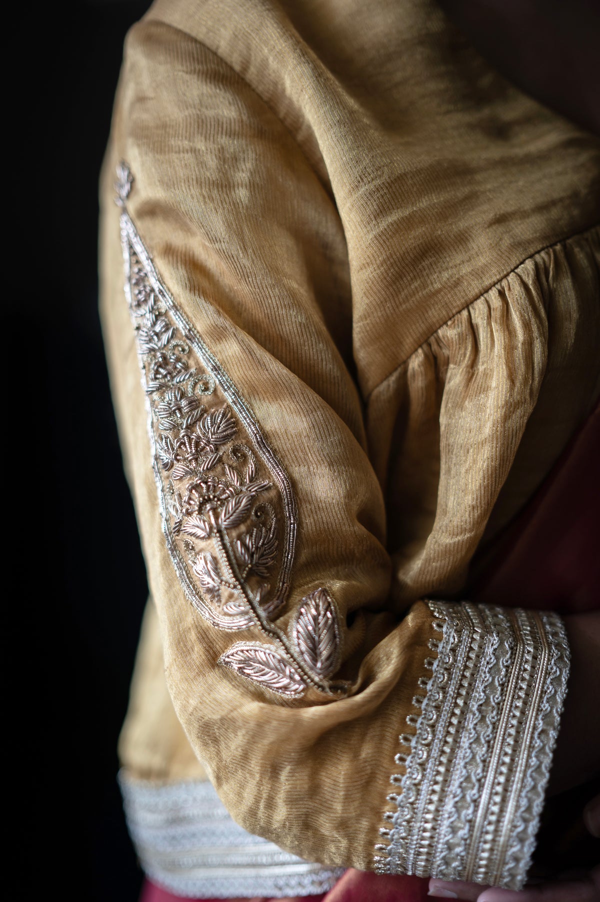 Dilnaz Choli Blouse in Gold Pin Stripe