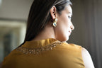 Jhanvi Sleeveless Blouse in Gold Silk Satin