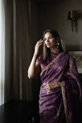 Ahana Keyhole Blouse in Purple Stripe Tissue