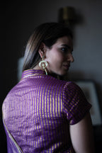 Ahana Keyhole Blouse in Purple Stripe Tissue