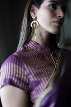 Ahana Keyhole Blouse in Purple Stripe Tissue