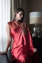 Ahana Keyhole Blouse in Red Stripe Tissue