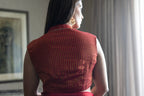 Ahana Keyhole Blouse in Red Stripe Tissue