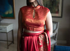 Ahana Keyhole Blouse in Red Stripe Tissue