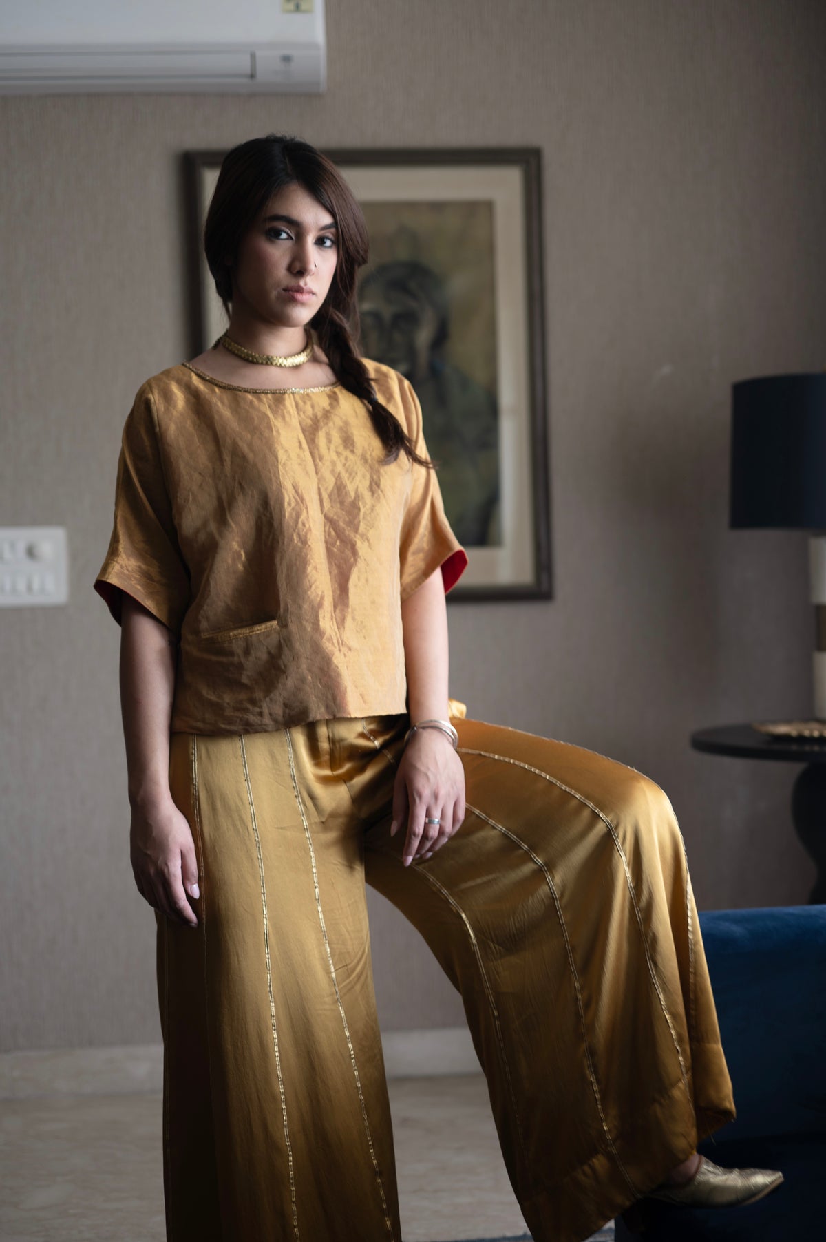 Sunheri Bandi Blouse in Gold Tissue