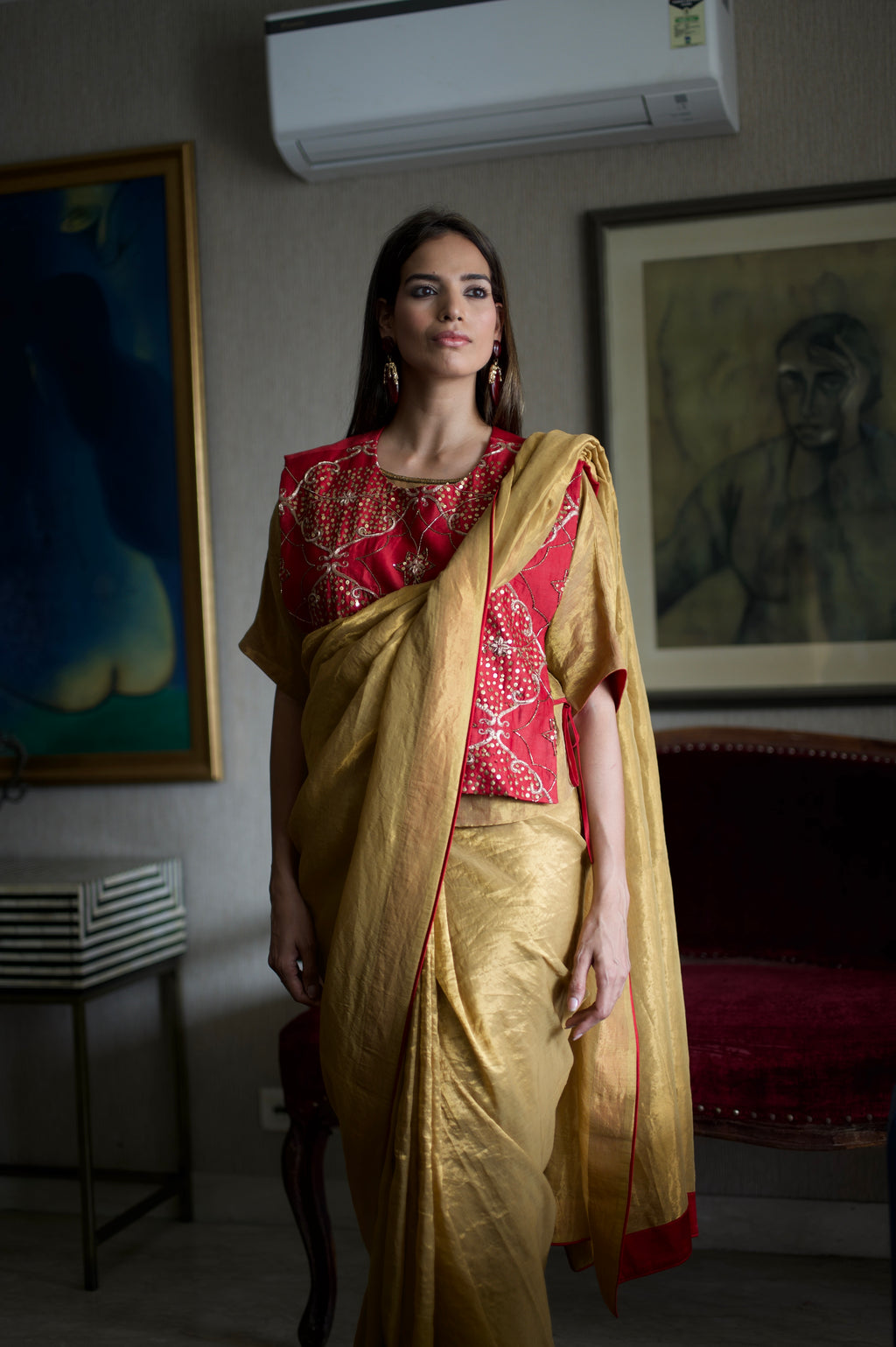 Sitara Saree in Gold  Tissue