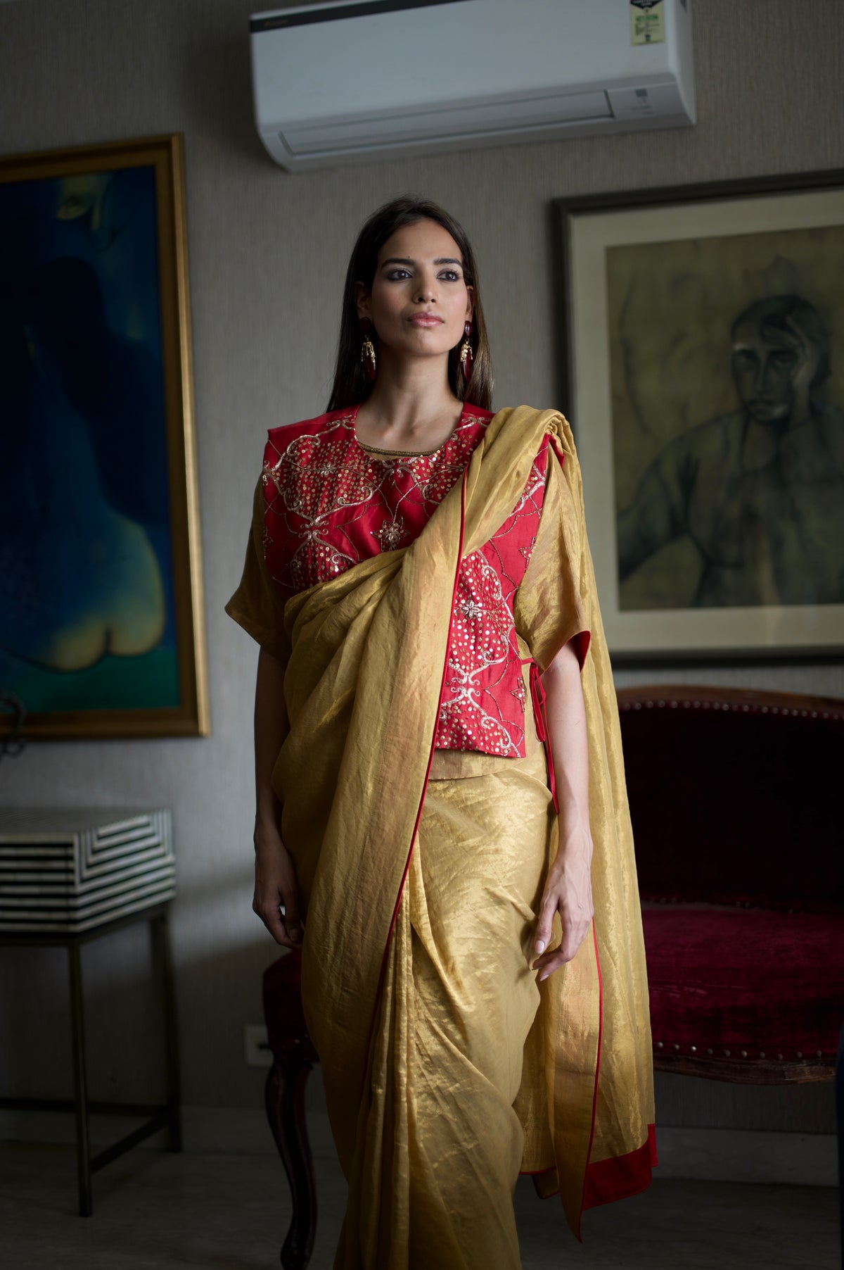 Sitara Saree in Gold  Tissue