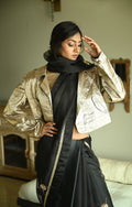 Bomber Jacket in Gold Brocade Tissue