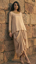Zero neck Shabana with Cowl Skirt