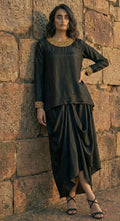 Zero Neck Shabana with Cowl Skirt BLack