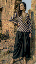 Stripe Shabana with black cowl skirt