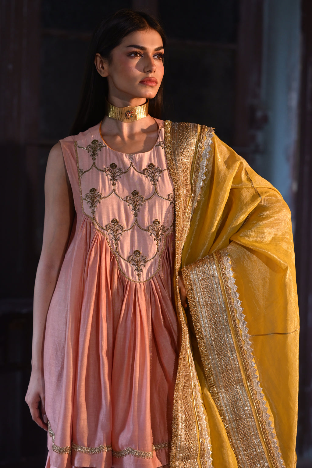 Amaal Dupatta in Yellow Tissue