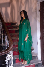 Chiffon Kaftan in Green with Green Pallazzo