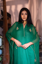 Chiffon Kaftan in Green with Green Pallazzo