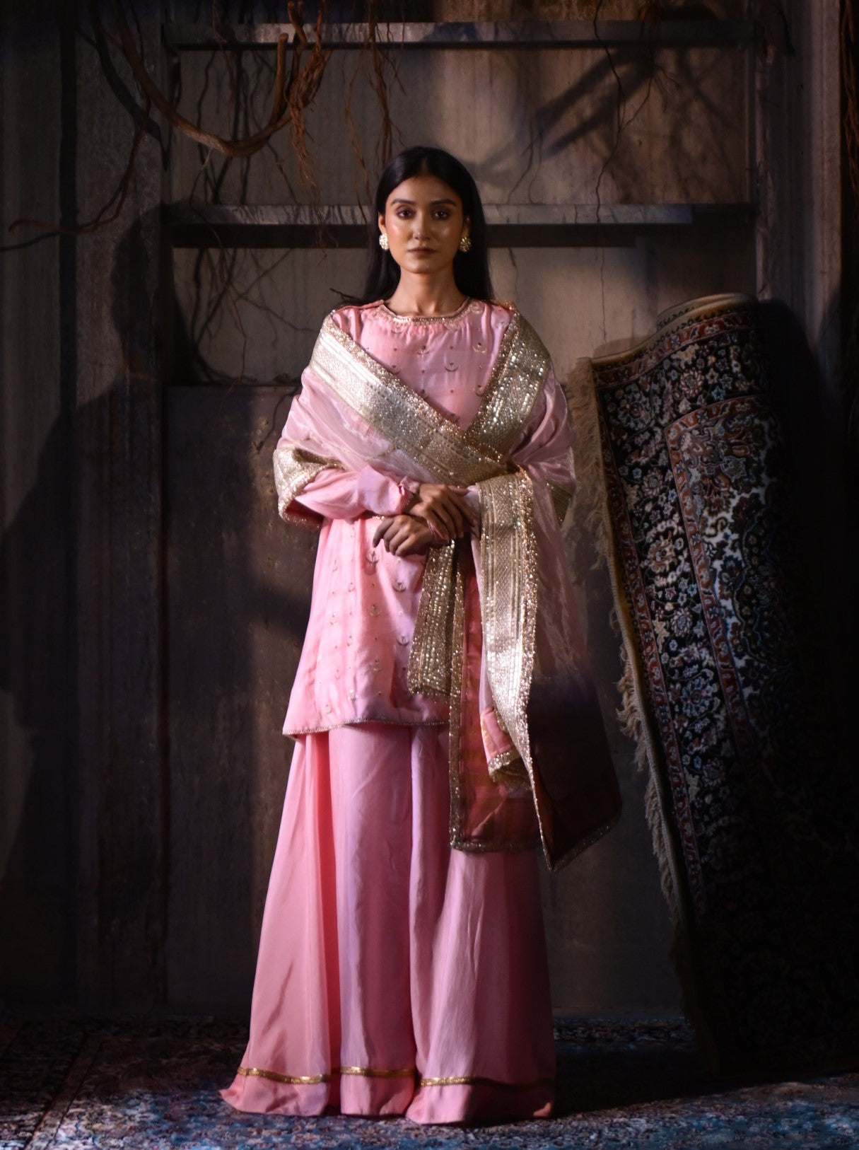 Amina Dupatta in Pink Tissue