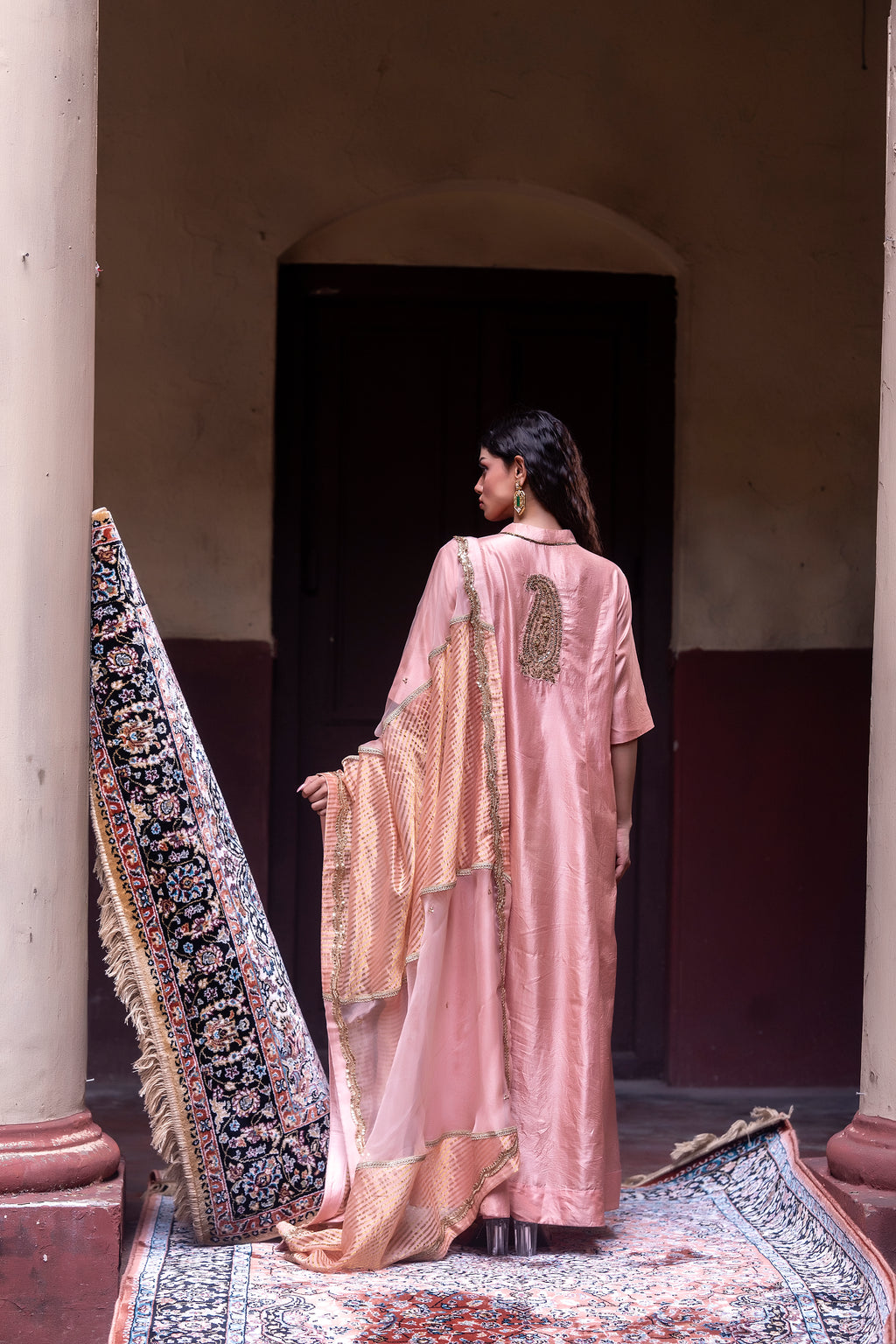 Shaheen Anarkali  in Dusty Pink Silk