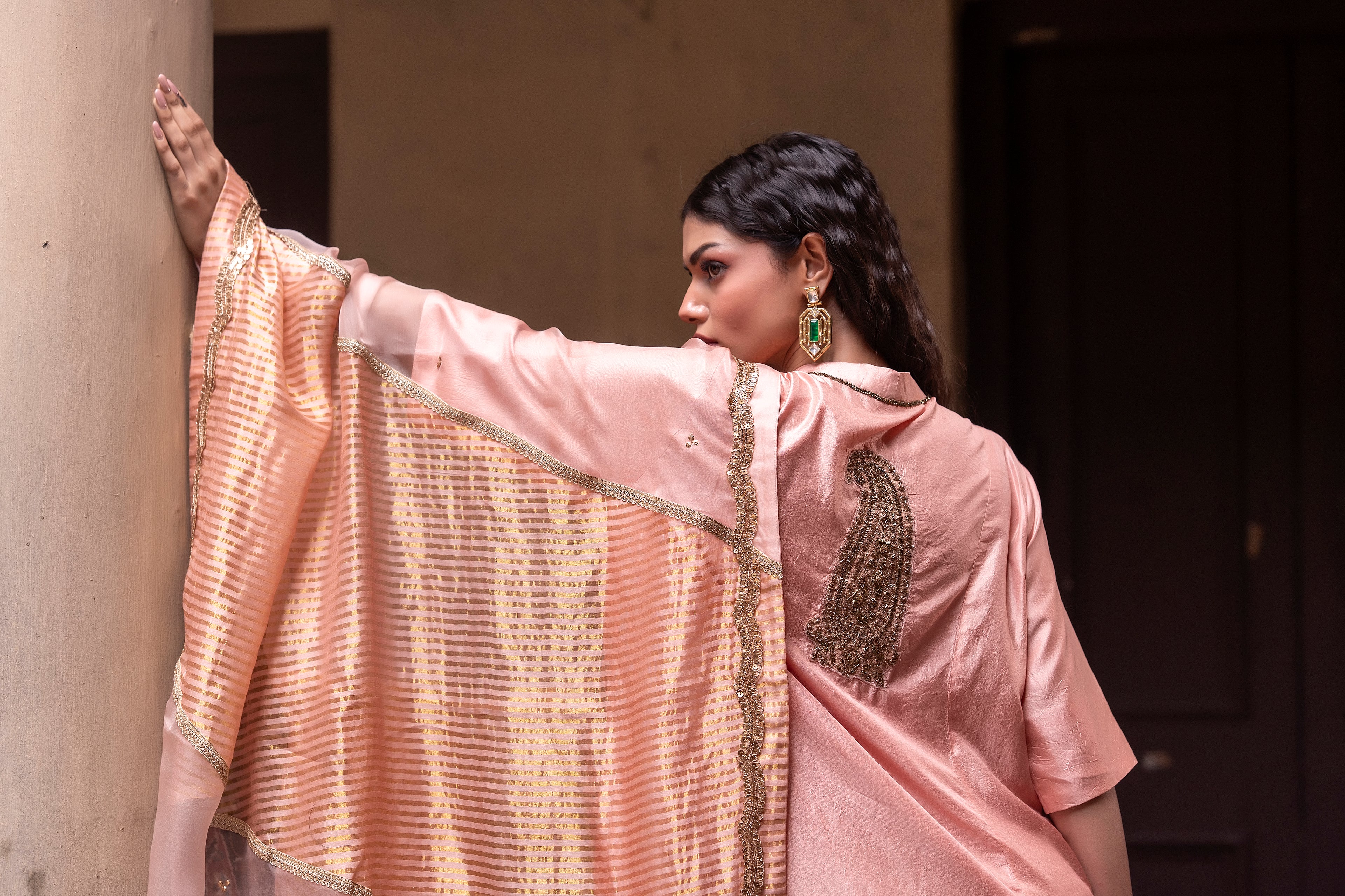 Shaheen Anarkali  in Dusty Pink Silk