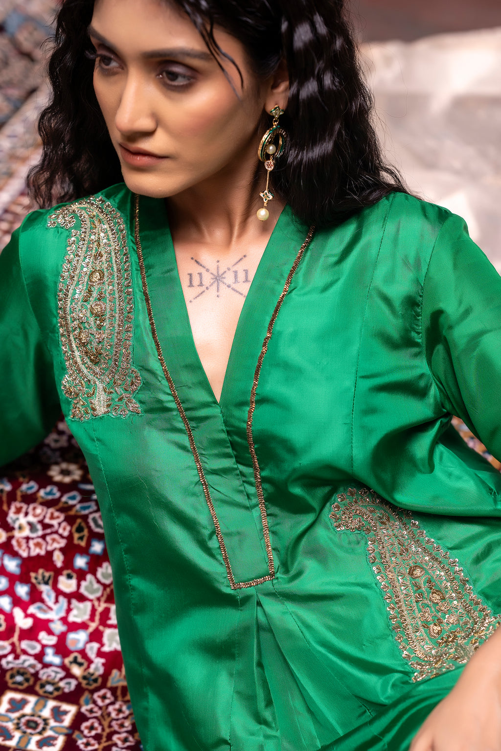 Shaheen Anarkali in Green Silk