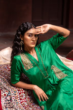 Shaheen Anarkali in Green Silk