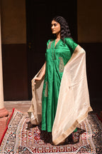 Dupatta in Ivory Handwoven Chanderi Silk with Tissue stripes
