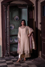 Mehr kurta in Ivory Chanderi with Ivory Farshi