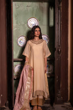Mehr kurta in Ivory Chanderi with Ivory Farshi