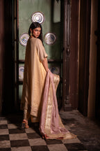 Mehr kurta in Ivory Chanderi with Ivory Farshi
