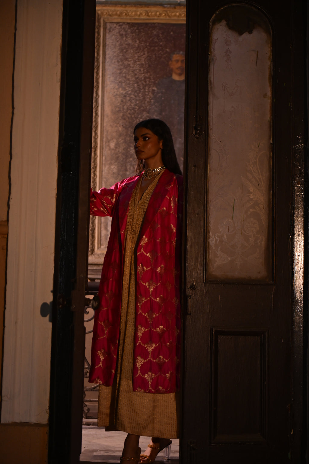 Sally Jacket in Hot Pink Brocade