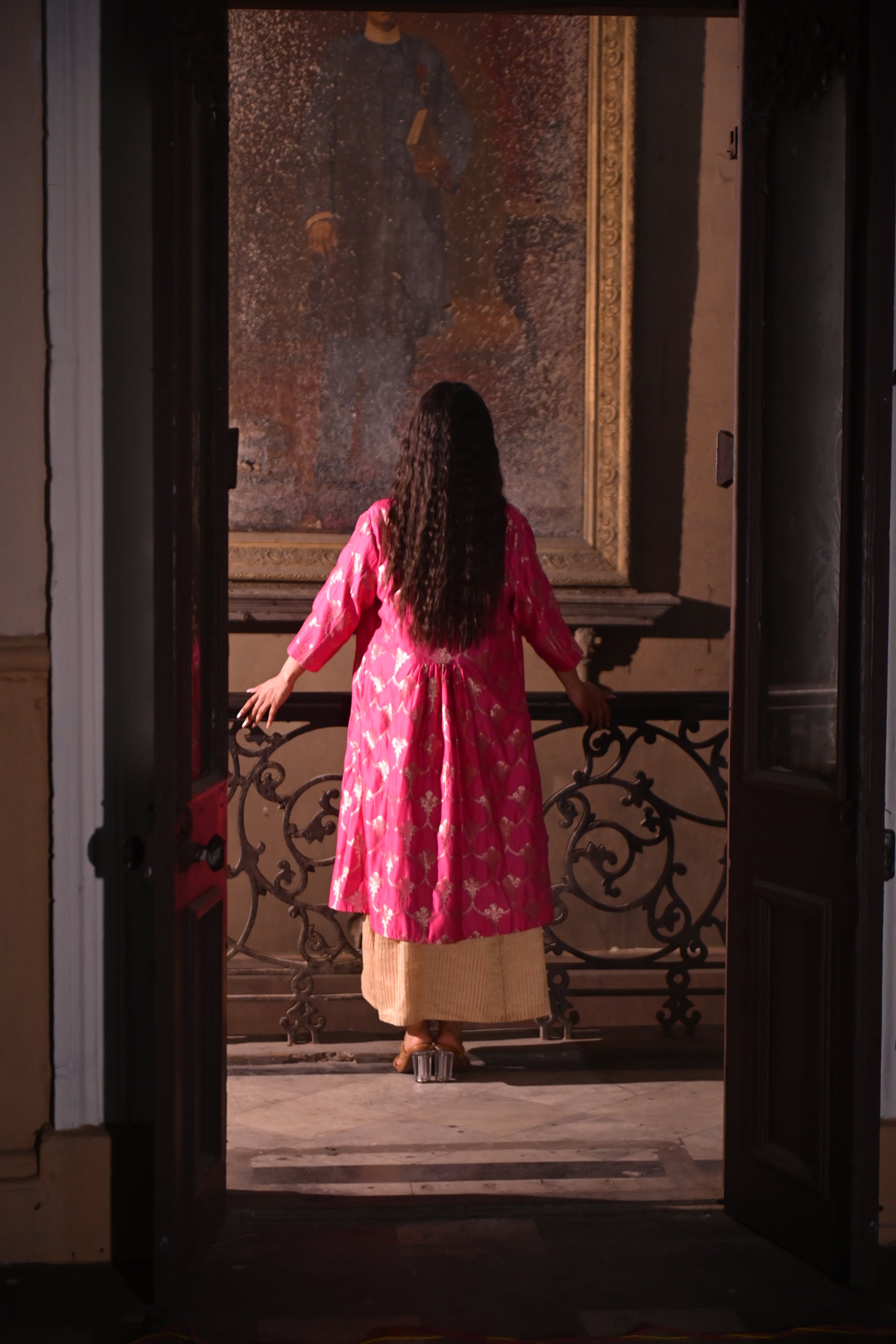 Sally Jacket in Hot Pink Brocade