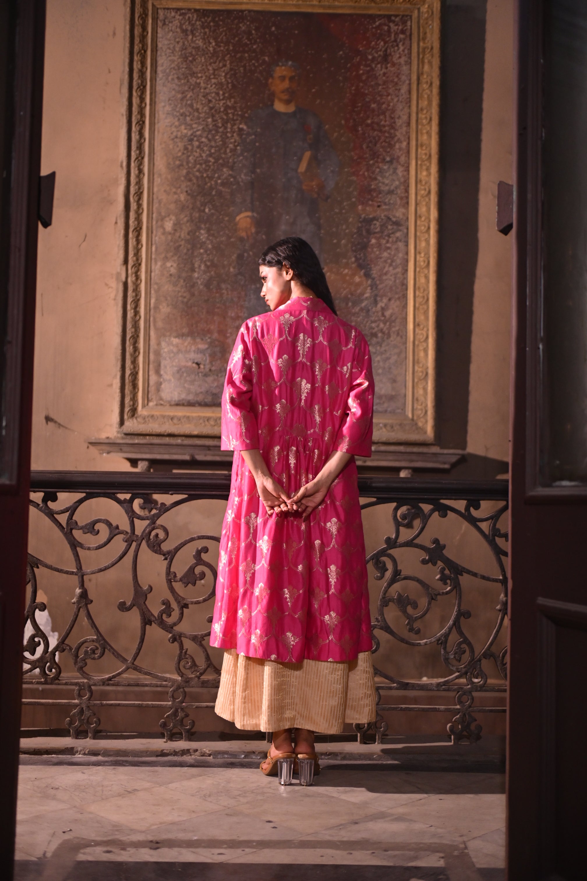 Sally Jacket in Hot Pink Brocade