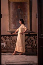 Shaheen Anarkali in Ivory Stripe Tissue
