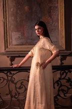 Shaheen Anarkali in Ivory Stripe Tissue