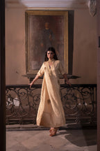 Shaheen Anarkali in Ivory Stripe Tissue