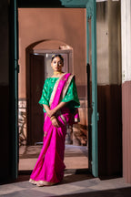 Mughal Saree in Hot Pink Silk