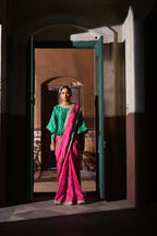 Chandphool Kaftan Top in Green Brocade