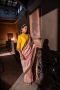 Turkish Ashoka saree in Ash pink Chanderi