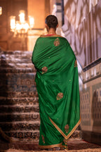 Mughal Saree In Green Silk
