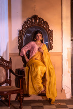 Turkish Ashoka saree in Yellow Pin Stripes