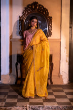 Turkish Ashoka saree in Yellow Pin Stripes