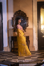 Turkish Ashoka saree in Yellow Pin Stripes