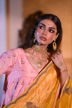 Chandphool Kediya Blouse in Tyohaar Pink Brocade