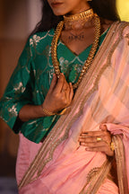 Mumtaz Kediya Blouse in Green Brocade