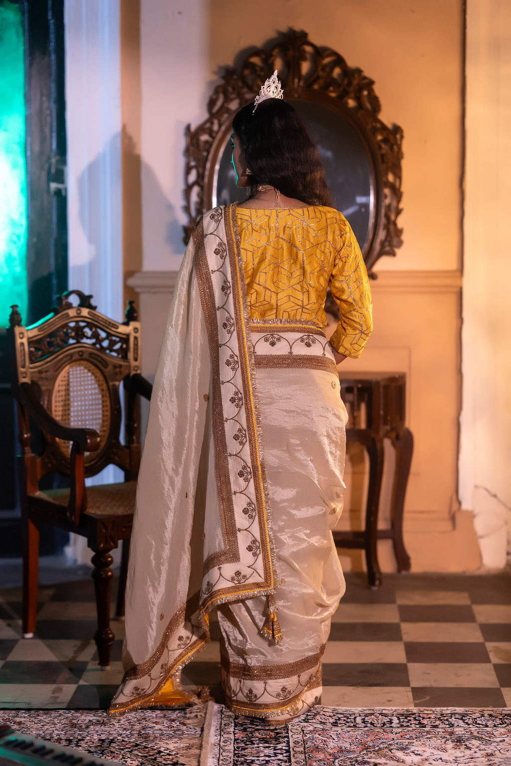 Jalsa saree in Ivory Tissue