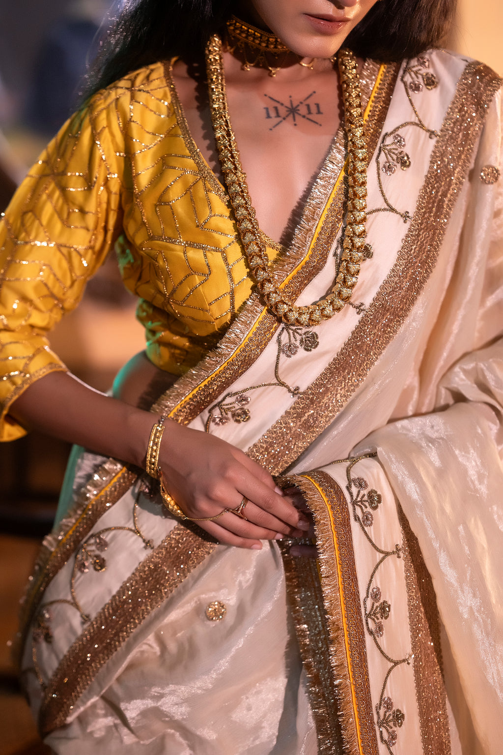 Jalsa saree in Ivory Tissue