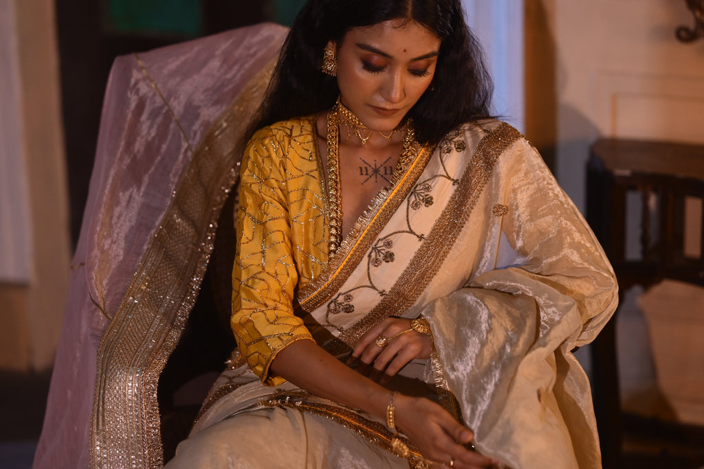 Jalsa saree in Ivory Tissue