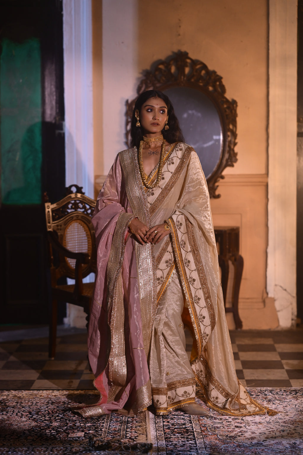 Jalsa saree in Ivory Tissue