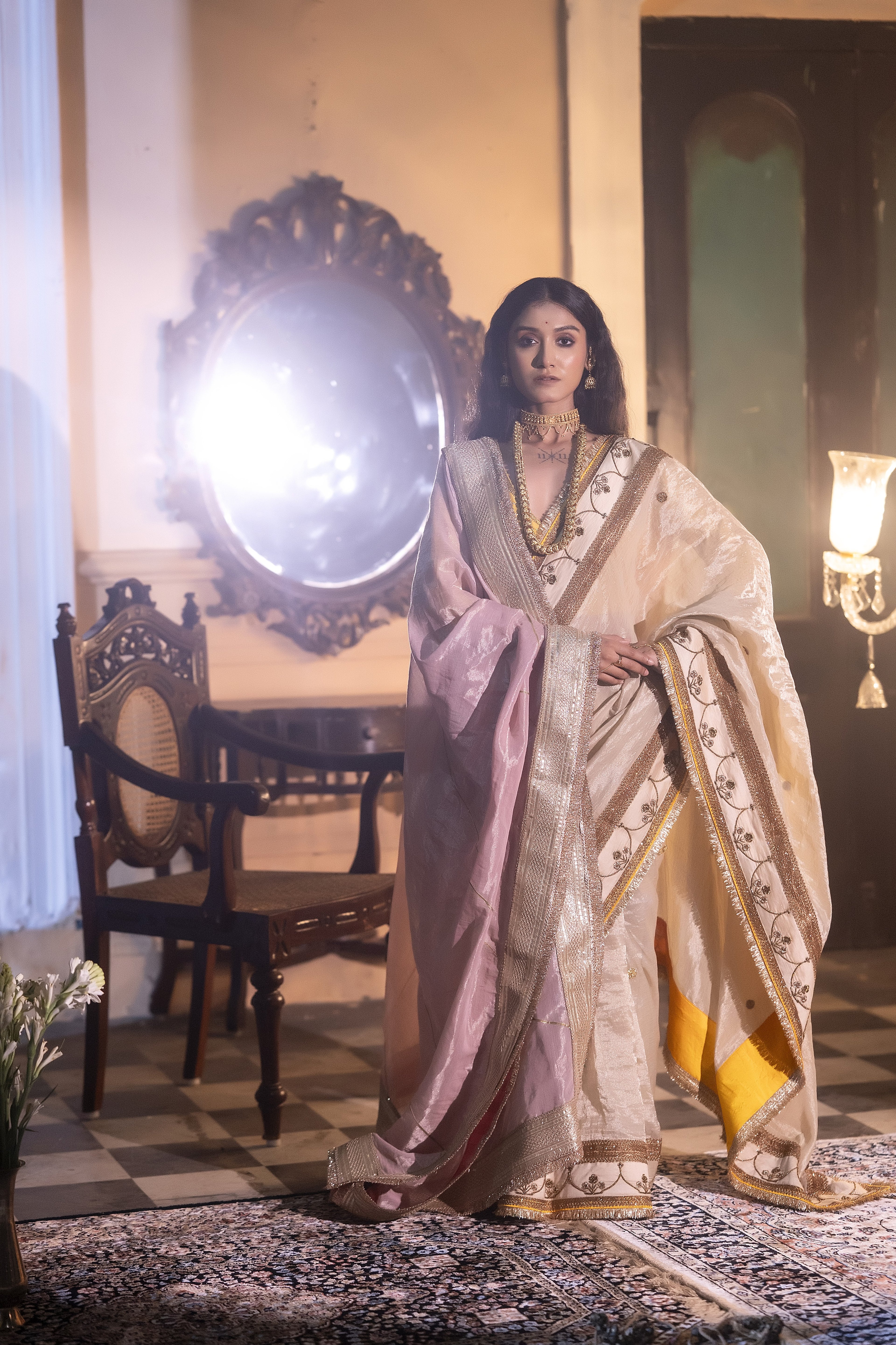 Jalsa saree in Ivory Tissue