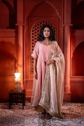 Mehr kurta in Dusty Pink Chanderi with Dusty Pink Farshi